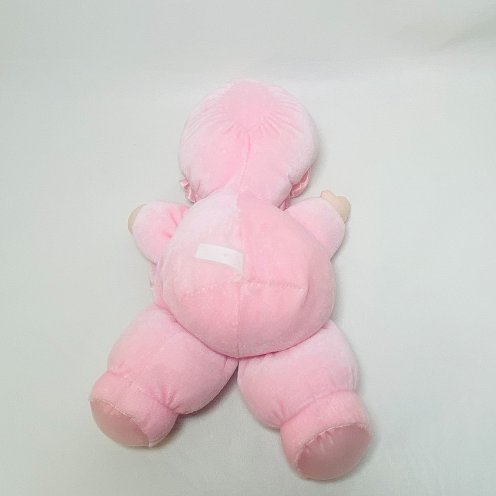Eden Sleeping Pink Plush Baby Doll Blonde Hair Security Lovey Satin Trim Vintage - Picture 2 of 4